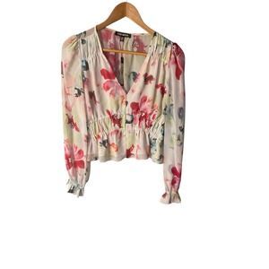 NEW Size XS Steve Madden Womens Pyper Long Sleeve Top Blouse Misty Rose $69‎